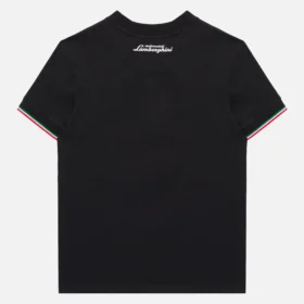 Automobili Lamborghini Squadra Corse Kid’s Black Tricolor Sports T-Shirt