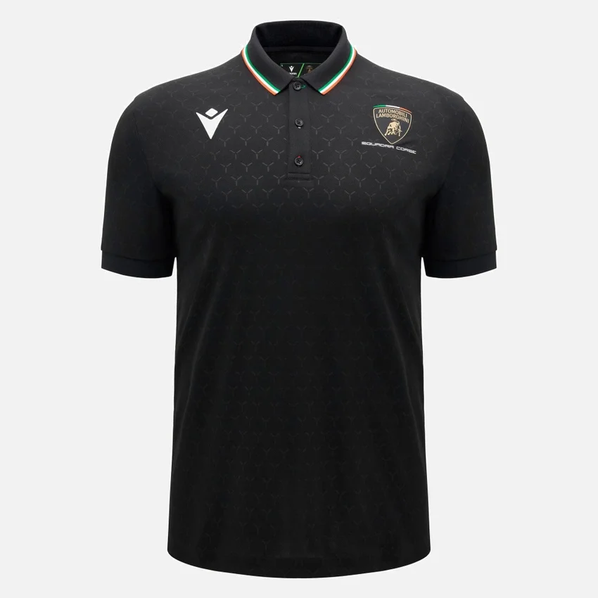 Automobili Lamborghini Squadra Corse Men’s Black Polo Shirt Automobili Lamborghini Squadra Corse Men’s Black Polo Shirt
