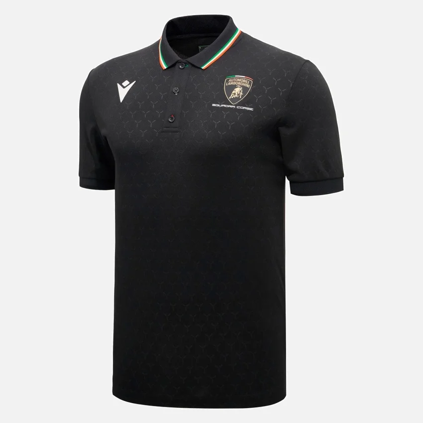 Automobili Lamborghini Squadra Corse Men’s Black Polo Shirt Automobili Lamborghini Squadra Corse Men’s Black Polo Shirt