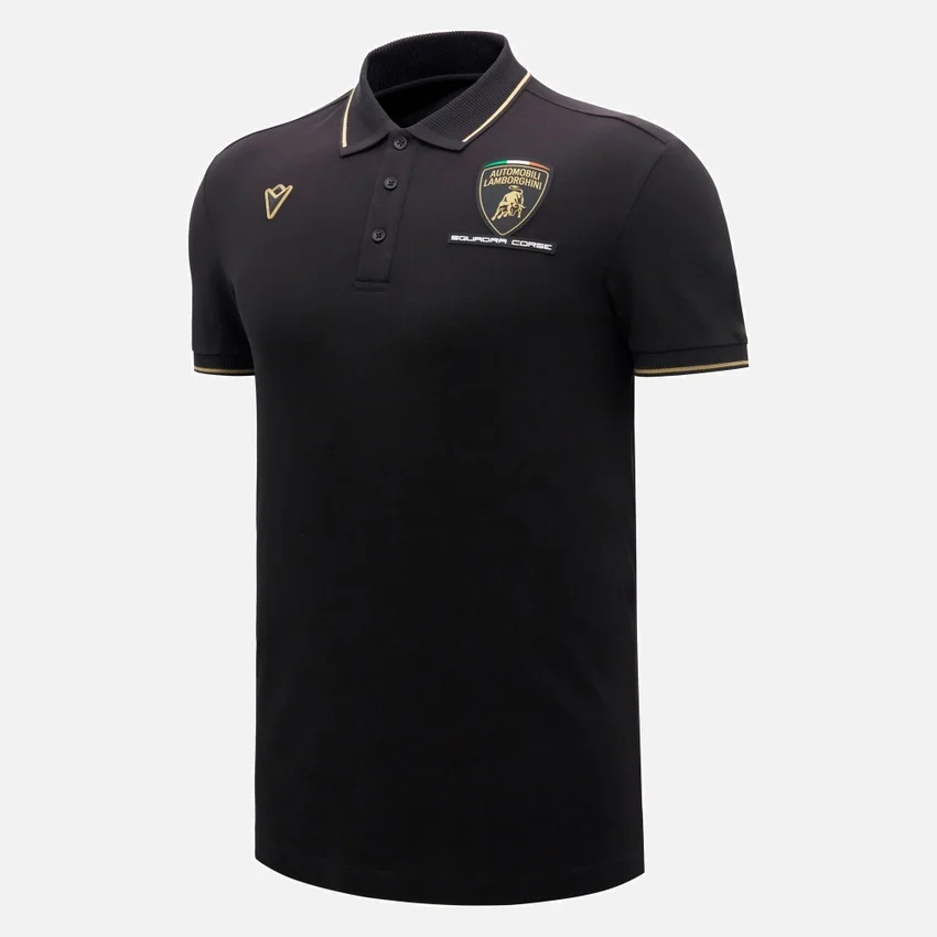 Automobili Lamborghini Squadra Corse Men’s Black Polo Shirt Automobili Lamborghini Squadra Corse Men’s Black Polo Shirt