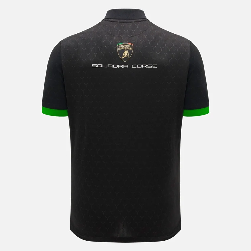 Automobili Lamborghini Squadra Corse Men’s Black Polo Shirt Automobili Lamborghini Squadra Corse Men’s Black Polo Shirt
