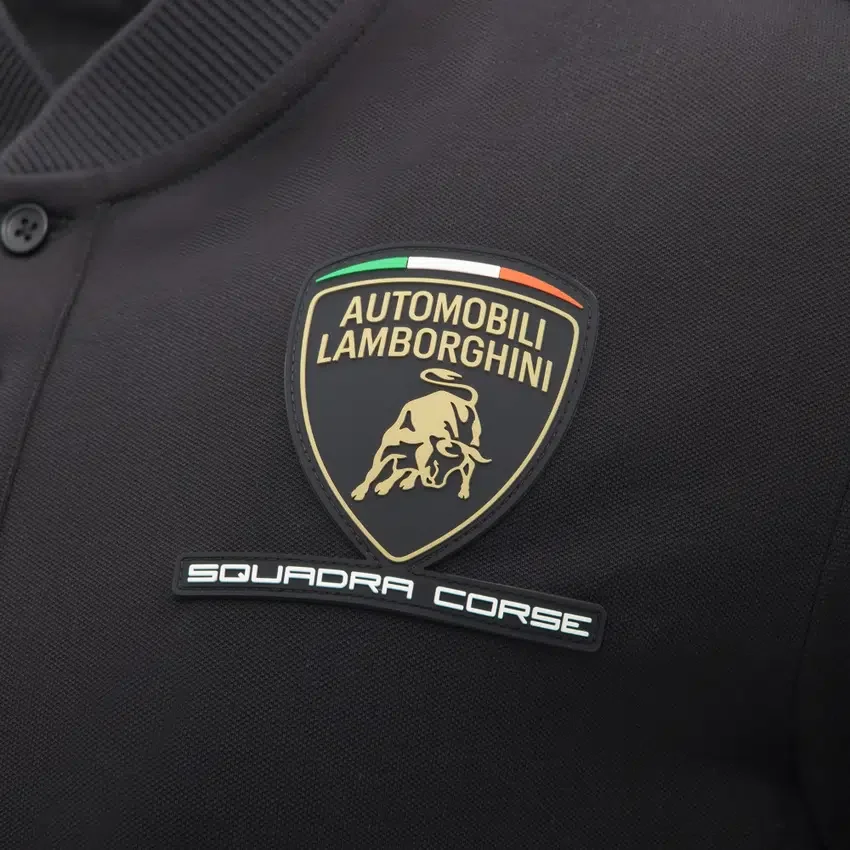 Automobili Lamborghini Squadra Corse Men’s Black Polo Shirt Automobili Lamborghini Squadra Corse Men’s Black Polo Shirt
