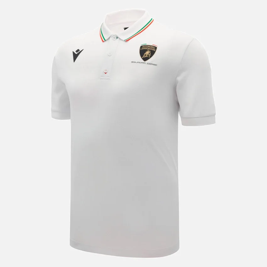 Automobili Lamborghini Squadra Corse Men’s White Polo Shirt Automobili Lamborghini Squadra Corse Men’s White Polo Shirt
