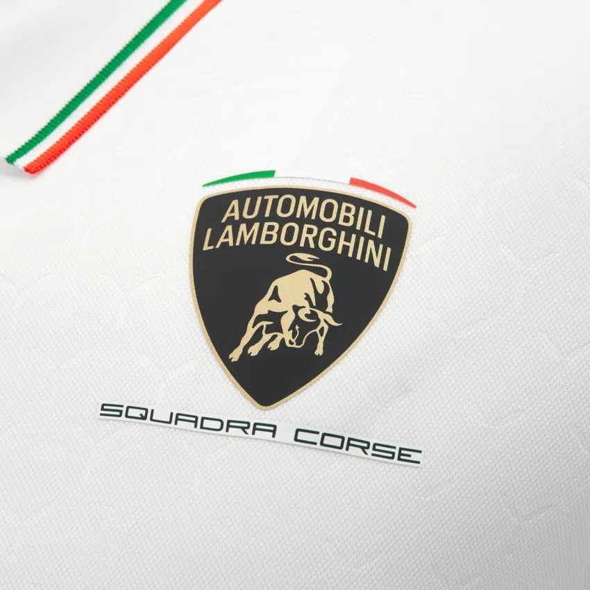 Automobili Lamborghini Squadra Corse Men’s White Polo Shirt Automobili Lamborghini Squadra Corse Men’s White Polo Shirt