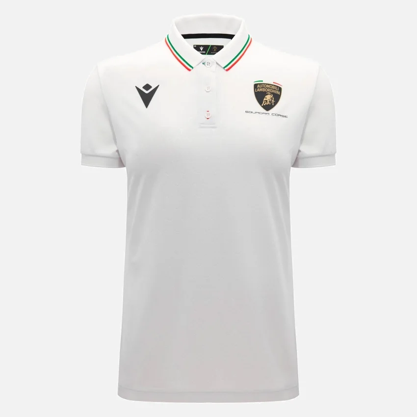 Automobili Lamborghini Squadra Corse Women’s White Polo Shirt Automobili Lamborghini Squadra Corse Women’s White Polo Shirt