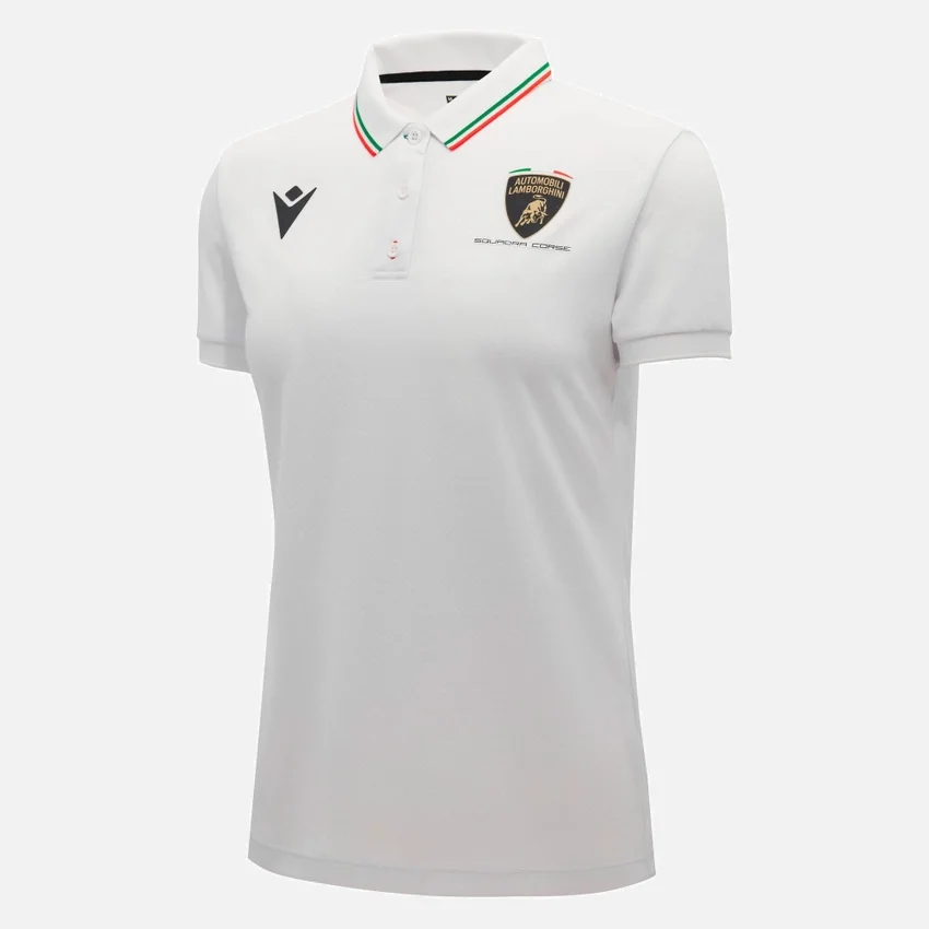 Automobili Lamborghini Squadra Corse Women’s White Polo Shirt Automobili Lamborghini Squadra Corse Women’s White Polo Shirt
