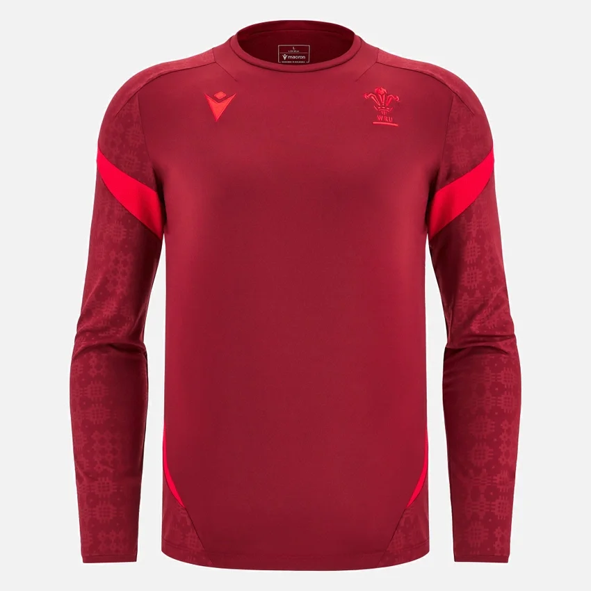 Welsh Rugby 2025/26 Deep Red Long Sleeve Training Tee Welsh Rugby 2025/26 Deep Red Long Sleeve Training Tee